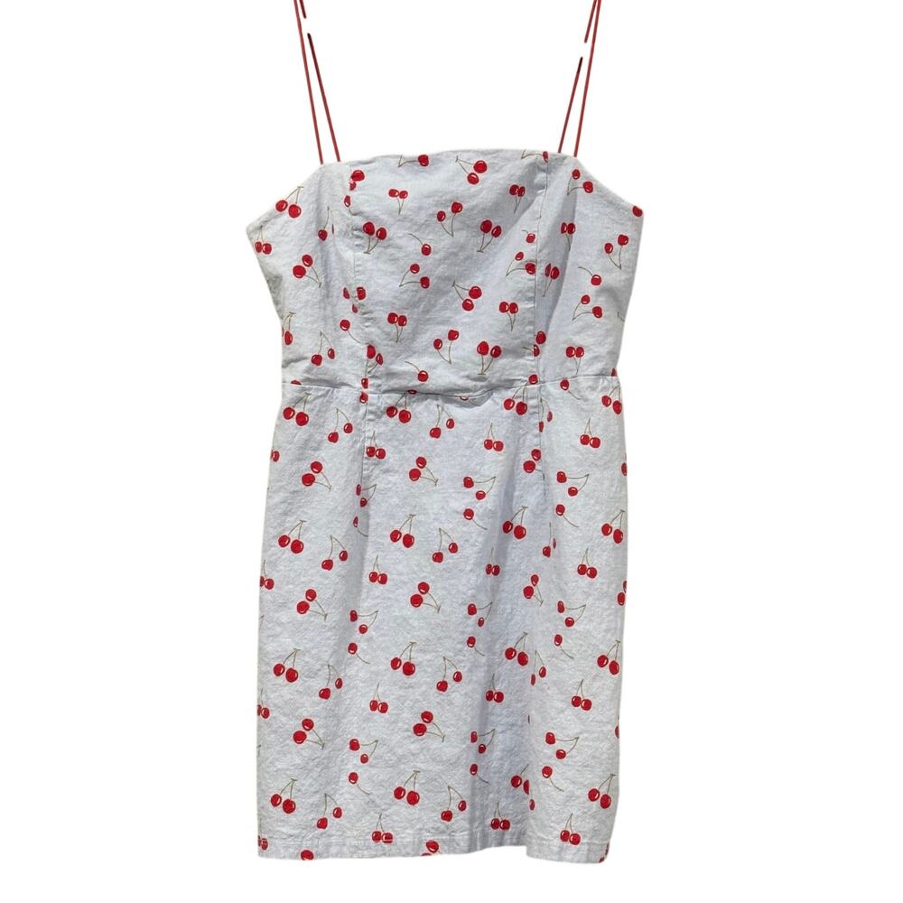 Urban Outfitters Colette Cherry Linen Mini Dress Size 4 Coquette Summer Sundress
